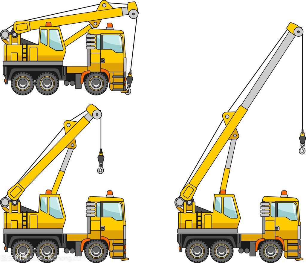 起重機。重型施工機械。矢量圖